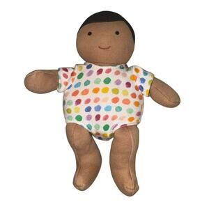 LOVEVERY Love Every Organic Cotton Baby Doll Plush Black Hair Tan Skin Tone 8”